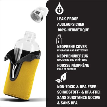 SIGG Stella пляшка для води 0.5 л, скляна, з неопреновим чохлом, без шкідливих речовин, герметична, сучасний дизайн