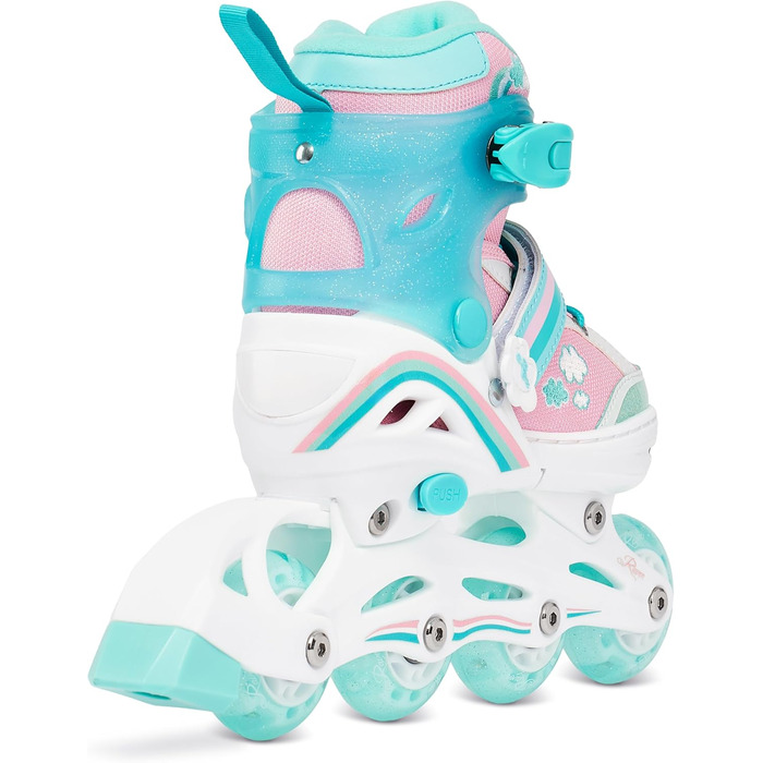 Інлайнери роликові для дітей дівчаток RAVEN Zoya Mint, регульовані з LED підсвіткою (34-37)
