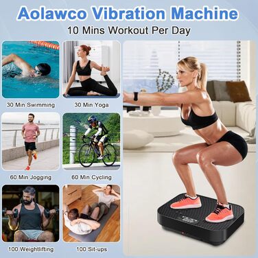 Вібраційна платформа для фітнесу Aolawco з тренувальними гумками, 99 рівнів інтенсивності, для дому, для м'язового розвитку та зняття стресу