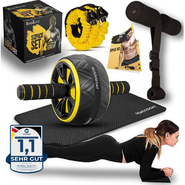 ROAD2GOAT® Тренажер для пресу - роликовий тренажер для дому, для чоловіків та жінок, чорний/золотий