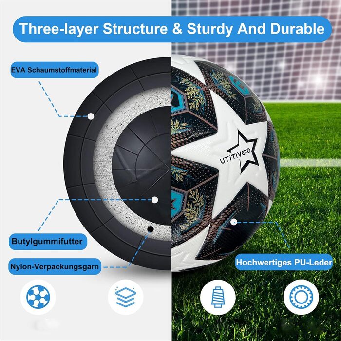 М'яч футбольний розмір 5, подарунок для хлопчика, фаната футболу. Шкіряний футбольний м'яч з насосом.