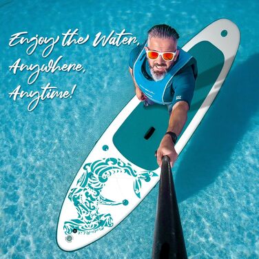 SUP дошка FEATH-R-LITE надувна, 3м, зелено-біла - комплект (весло, насос, рюкзак, ліш, плавники) для початківців та професіоналів