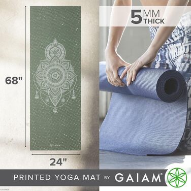 Килимок для йоги Gaiam Premium Print, антиковзкий, для фітнесу, пілатесу та всіх видів йоги