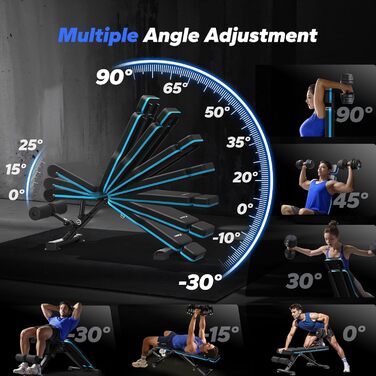 Регульована лава для тренажерів MERACH, 450 кг, швидке складання, підтримка голови, для дому, тренажерний зал, лава для жиму