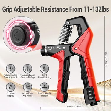 Тренування хватки рук: регульований тренажер для спортсменів, музикантів та відновлення після травм (5-100 кг)