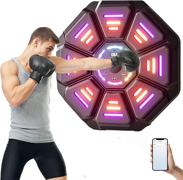 Музична бокс-машина Hocomay з LED, Bluetooth, 9 швидкостей і 10 режимів, тренажер для боксу з рукавичками для домашніх тренувань і фітнесу