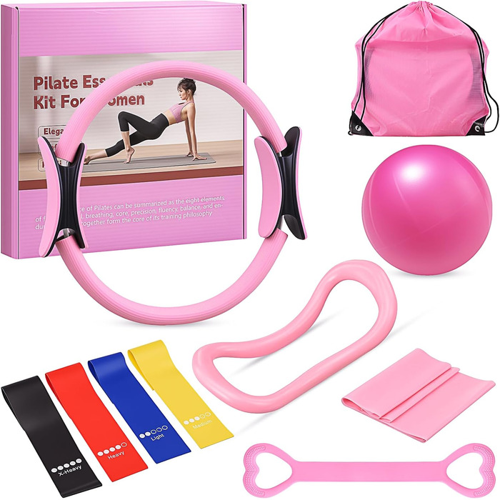 Набір для пілатесу на 10 частин: все необхідне для дому та занять на вулиці. Включає фітбол, кільце, стрічку та сумку для перенесення.
