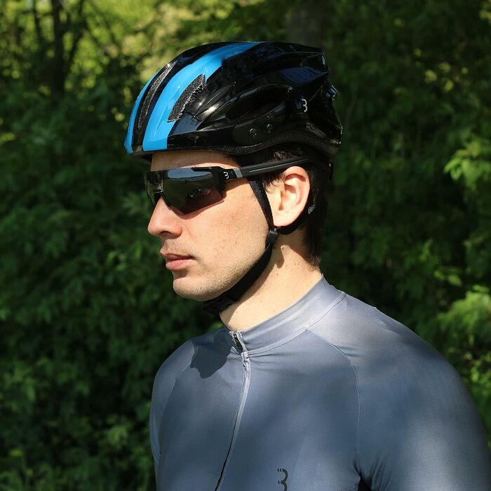 Велошолом BBB Cycling Condor для дорослих, унісекс, чорний/синій, розмір M (54-58 см), знімний візор, сітка від комах, для MTB і шосе