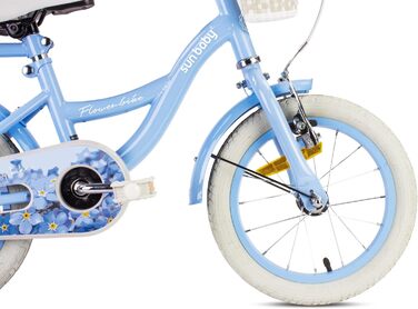 Дитяче велосипед Sun Baby Flower Bike для дівчаток, 14 дюймів, знімний ручка-штовхач, 2-6 років (Блакитний)
