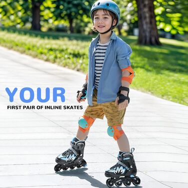 Роликові ковзани TOMSHOO Inliner з регулюванням розміру, LED-колесами, для дітей та дорослих (синій, L (37-39 EU))