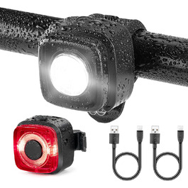 Велофара LED Ventvinal, комплект (передня та задня), USB-зарядка, Stvzo, водонепроникність IPX5