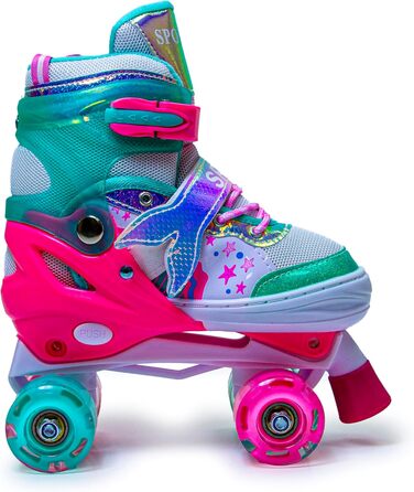 Дитячі ролики-хвіст русалки Scale Sports для дівчаток, регульовані, з підсвічуванням, розмір L (2.5-5 UK), м'ятно-рожеві