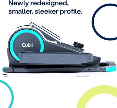 Cubii GO: еліптичний тренажер під стіл, велотренажер для дому, з LCD-дисплеєм та регулюванням навантаження, інтегровані колеса, модель Aqua