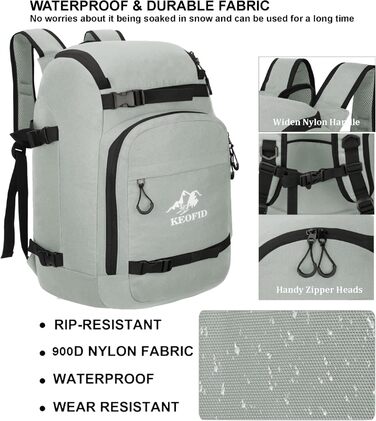 Чохол для лижних черевиків KEOFID, 50L, рюкзак для лиж та сноуборду (сірий)