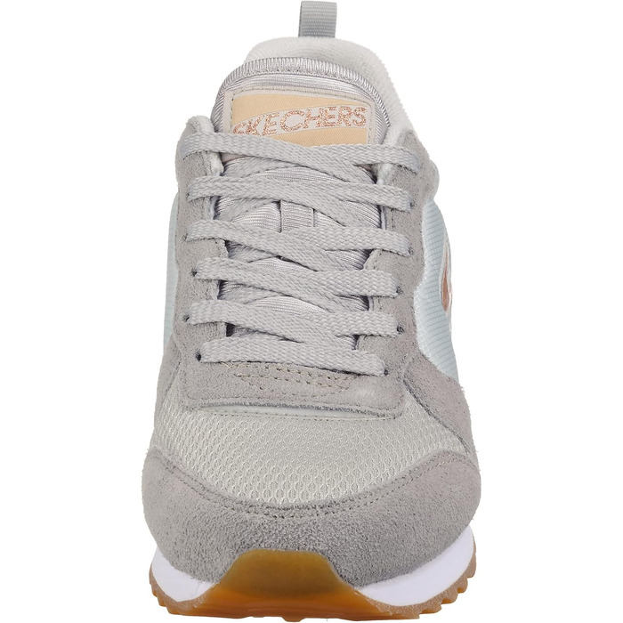 Кросівки Skechers OG 85-Goldn Gurl жіночі, світло-сірі (замша, нейлон, сітка) з рожево-золотистим декором, розмір 38 EU