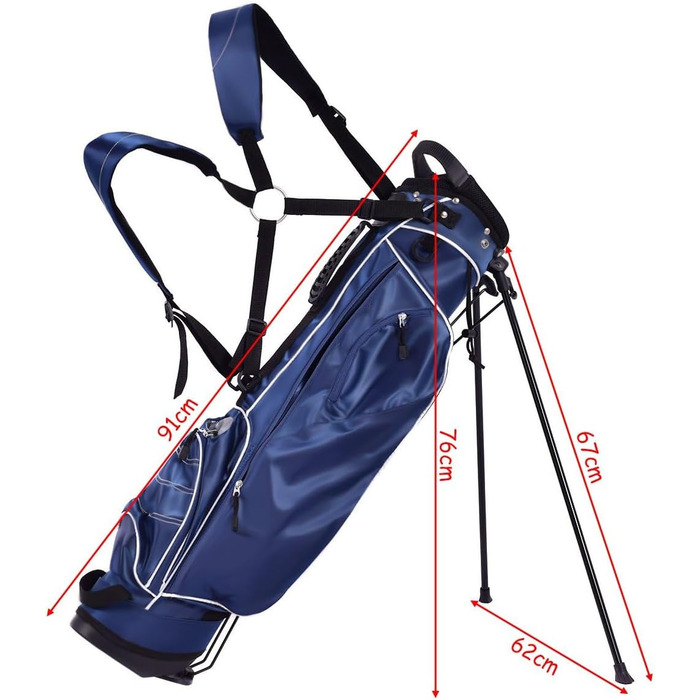 Сумка для гольфу COSTWAY з підставкою, водонепроникною накидкой та 4 відділеннями, легка переносна сумка з кишенею для олівців та регульованим ременем, для жінок та чоловіків (блакитна)
