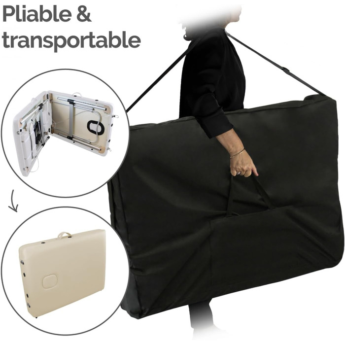 Складаний масажний стіл Vivezen з 2 зонами з алюмінію + аксесуари та сумка для транспортування (Бежевий)