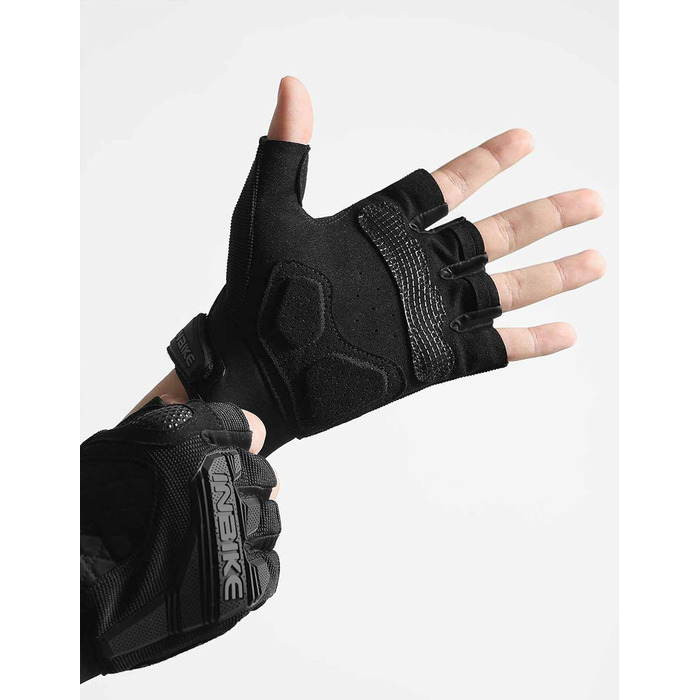 Велосипедні рукавички INBIKE Habfinger: літні, дихаючі, з TPR накладками на пальці та EVA підкладкою, антиковзкі, MTB, чоловічі/жіночі, MH020, чорний/зелений (S, чорний/помаранчевий)