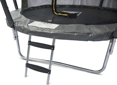 Трамплін Kettler Outdoor Jump 244 з сіткою безпеки, діаметром 244 см, для саду, стійкий до погодних умов, з захисним обідком та сходами, максимальне навантаження 100 кг (сірий)