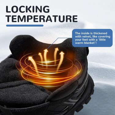 Дитячі зимові черевики ASHION для хлопчиків та дівчаток, утеплені, трекінгові, чорні, 39 EU