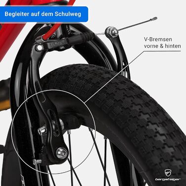 Дитячий велосипед BMX Bergsteiger Monaco 20 дюймів, фрістайл, для дітей 6-9 років, 4 сталеві пеги, захист ланцюга, вільний хід, червоний