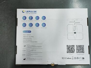 Розумна ваги для аналізу складу тіла Lepulse P1 з ручними сенсорами, додатком, 19 показниками, чорна, для 24 користувачів