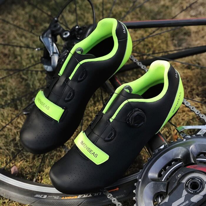 Велосипедні кросівки для їзди по пересіченій місцевості та шосе, сумісні з SPD/SPD-SL, для чоловіків та жінок (45 EU, чорний/зелений)