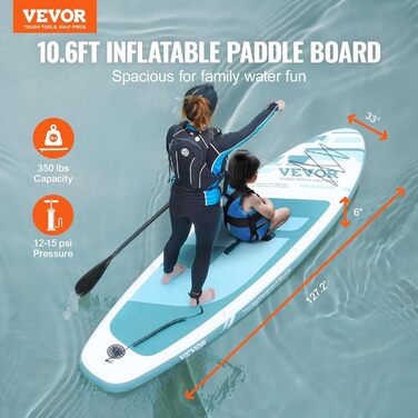Надувна SUP-дошка VEVOR 323x84x15 см, комплект для веслування, синя, з аксесуарами (насос, весло, рюкзак, ремкомплект, водонепроникна сумка), для дорослих і підлітків, ПВХ