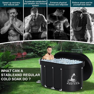 XL льодяна ванна для спортсменів, 300 л, портативна холодна купіль з кришкою для вулиці, саду, двору, посилений каркас, складна ванна-капсула для дорослих, для холодної води