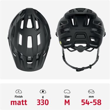 Шолом ABUS Moventor 2.0 MIPS MTB - захисний шолом для гірського велосипеда, All-Mountain, чорний (velvet black), розмір M (54-58 см)