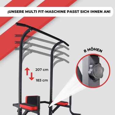 Мультифункціональна силова станція Mobiclinic MultiFit, турнік-бруси, до 200 кг, регульована висота і спинка, для дому, європейський бренд