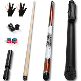 AKLOT Більярдний кий професійний з телескопічним подовженням, канадська береза, кейс, 147 см (58''), 538-595 г