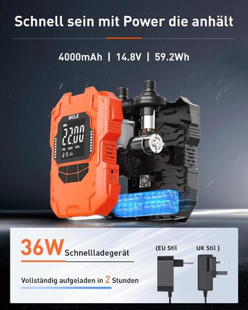 Електричний насос для SUP-дошки GICLE 22PSI з акумулятором, Type-C, 12V DC, помаранчевий