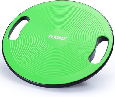 Wackelbrett POWRX для балансу та фітнесу (40 см) з ручками. Ідеально для фізіотерапії та пропріоцептивного тренування. Зелений колір.