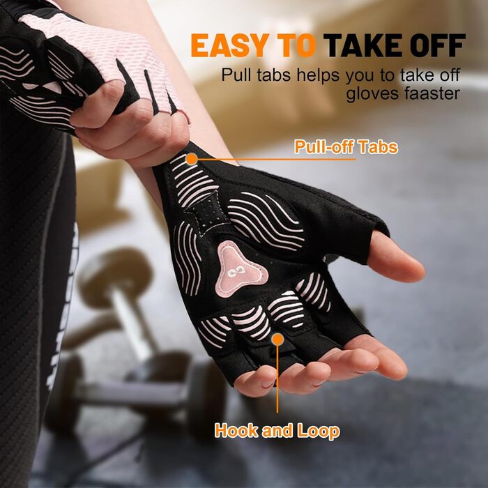 Велосипедні рукавички Flintronic напівпальцеві для чоловіків та жінок, спортивні рукавички з антиковзаючим покриттям та амортизацією, дихаючі рукавички для гірського велосипеда, шосе, фітнесу, рожевий, M