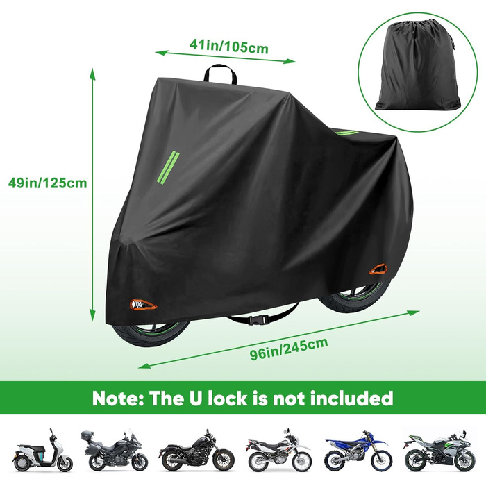 Захисний чохол для мотоцикла CICMOD, 210D, водонепроникний, для мопедів та ролерів (245x105x125cm) XXL
