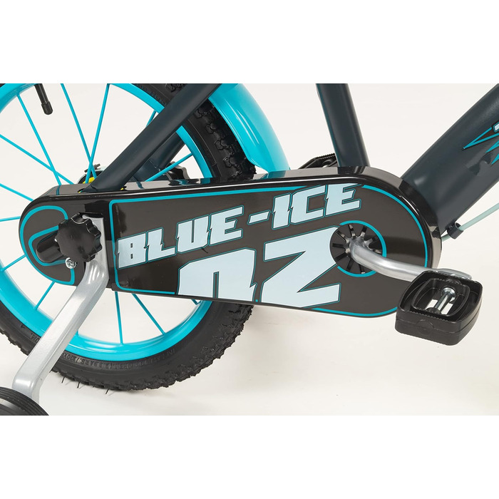 Дитячий велосипед Kinderfahrrad Blue Ice 16 дюймів зі стабілізаторами та пляшкою для води, 5-7 років