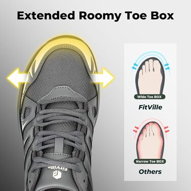 Черевики для хайкінгу FitVille для чоловіків, широкі, водонепроникні, розмір 40-50, підтримка склепіння стопи, сіро-бежеві