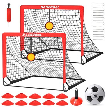 Набір складних футбольних воріт BaseGoal для тренувань на вулиці та в саду, 120x90 см, 2 шт.