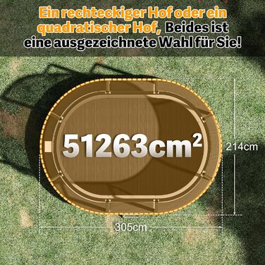 Батут Devoko Outdoor для дітей та дорослих, великий овальний, 305x214 см, з сіткою безпеки та міцним металевим каркасом