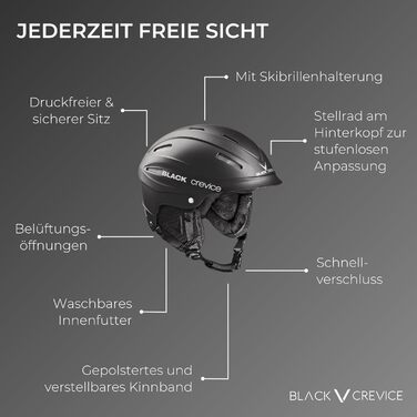 Лижний шолом Black Crevice Ischgl, ударостійкий, спортивний дизайн, білий, для чоловіків і жінок, сноуборд-шолом, дихаючий, регульований розмір M