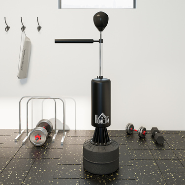 Стендовий боксерський мішок зі швидкісною кулею та рейкою для реакції, регульована висота, для дорослих, 155-205 см, чорний