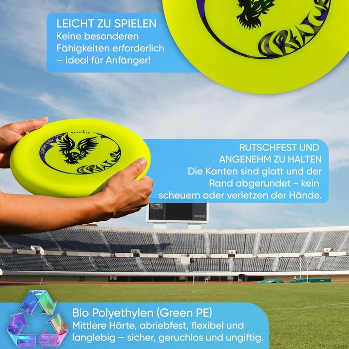 Фрісбі спортивне Eurodisc 175г Organic Ultimate 'Creature' жовте - професійний диск для змагань з біопластику