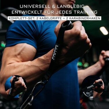 Кабель-тяга з ручками для фітнесу з карабінами - 2 ручки з TPR, стійкі до ковзання та поту, для силових тренажерів, фітнес-гумок та кросоверів - нейлонові стрічки з посиленою швом