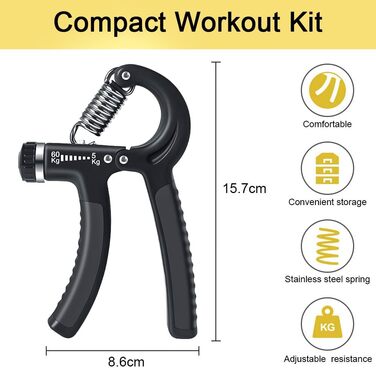 Набір для тренування рук Vicloon (5 шт.): фінгер-тренажер, тренажер зап'ястя, силовий хват, регульований хват, для зняття стресу