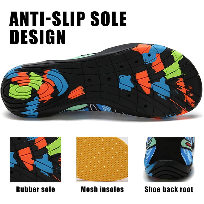 Водні черевики для жінок та чоловіків Tolaler: товсті, неслизькі, швидковисихаючі, міцні та довговічні для пляжу, подорожей, плавання (36 EU, A 01)