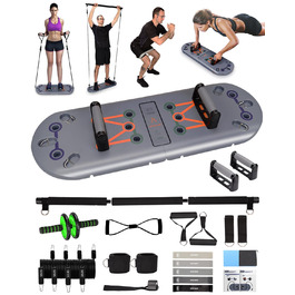 Фітнес-набір 27 в 1 BOOSTEADY: дошка для віджимань, ручки-опори, еспандери, ролик для преса та стійка для пілатесу