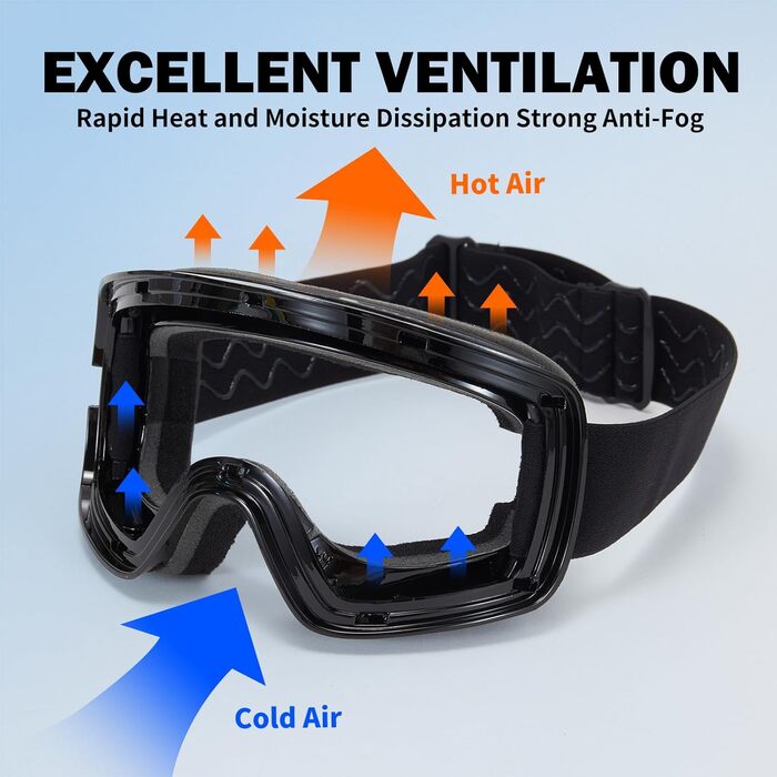 Гірськолижні маски VCOROS OTG для унісекс, YH227 - сноуборд маска з антиковзним ремінцем, захистом від УФ та запобіганням запотіванню, регульовані, срільно-білі (VLT13%)