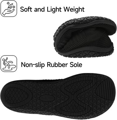Geweo Кросівки для відпочинку та бігу без шкарпеток для жінок та чоловіків, широка носок, підошва Zero-Drop, легкі, дихаючі, антиковзкі, розмір 37-47, чорний
