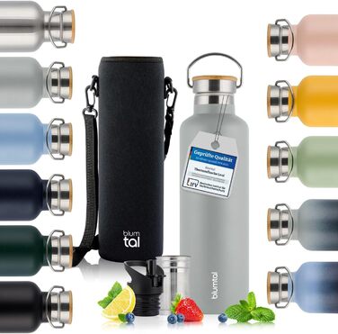 Термос-пляшка Blumtal 1л з нержавіючої сталі, подвійні стінки, ізоляція, BPA free, для напоїв та чаю, зелений колір